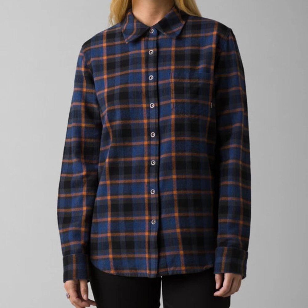Prana Women's Button Up Golden Canyon Flannel - Rich Sapphire XS